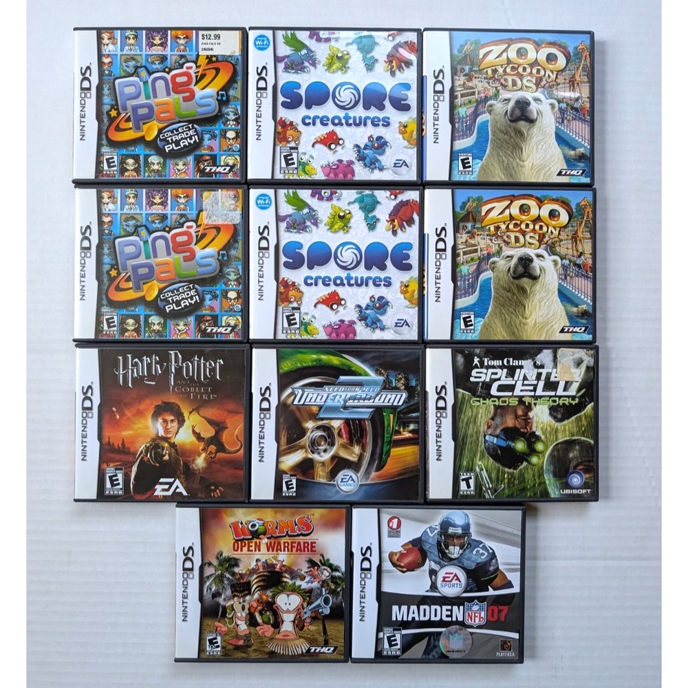 Nintendo‎ DS Game Lot Spore Zoo Tycoon Madden Worms Need for Speed Harry Potter